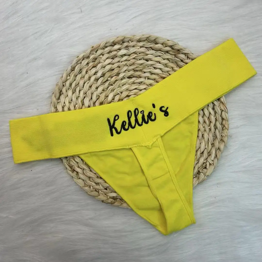 Custom Thong With Name Embroidery Thongs Personalized Thongs Seamless Panties Underwear Briefs Lingerie Fitness Tanga Yoga