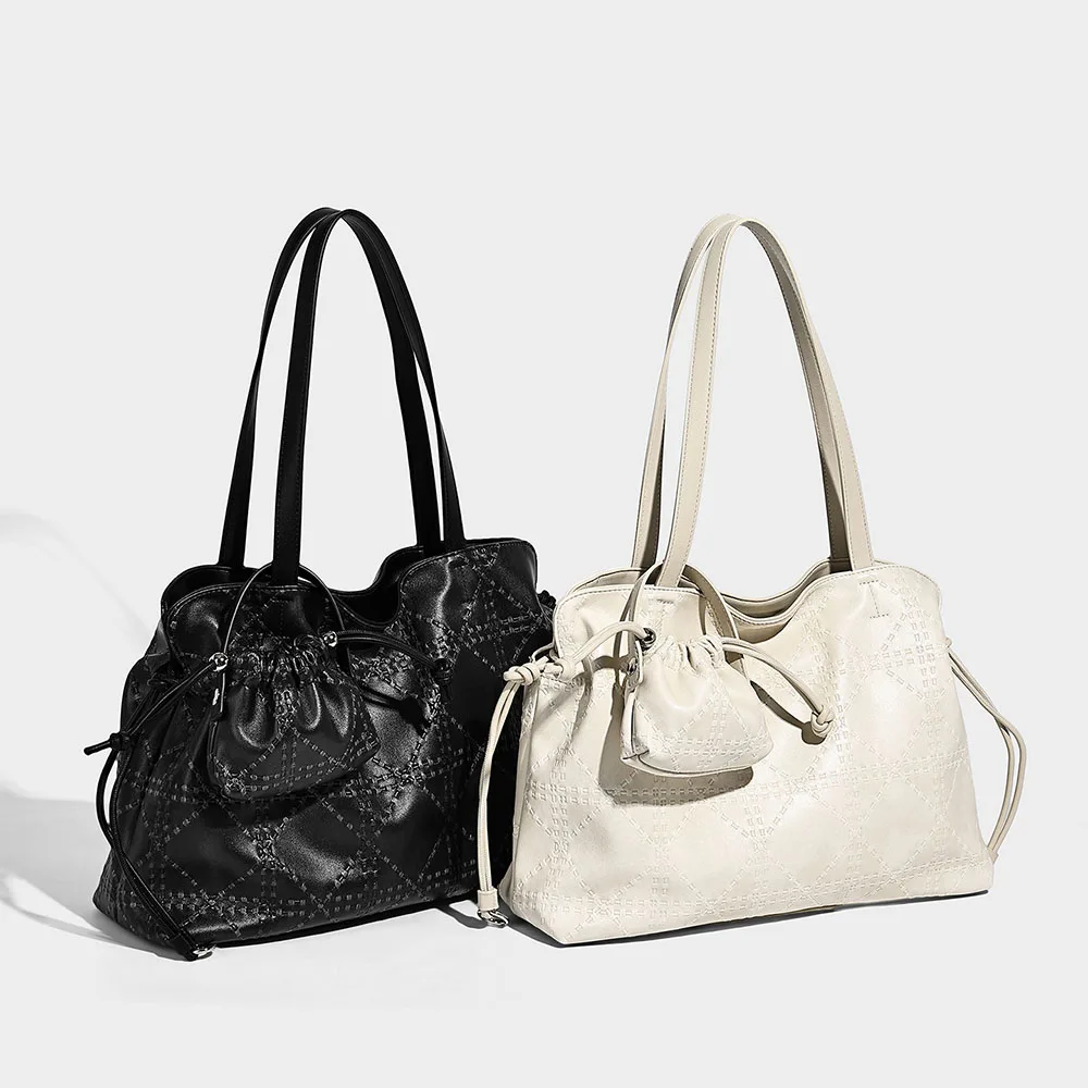 

Hot Selling New Solid Color Leather Shoulder Bag Large Capacity Fashion Handbag Casual Style Daily Tote Bags For Women