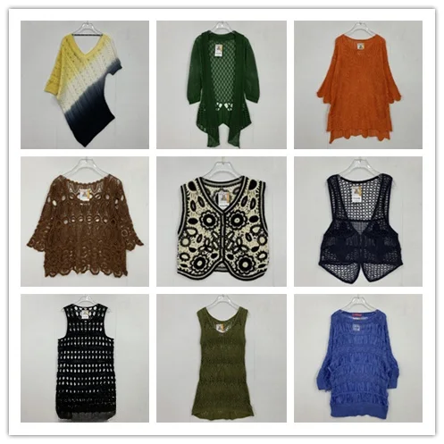 

Handmade Vintage Hollow out Knitted ort Sve Vest Heavy Embroidery Floral Design Versatile Sweet Sle round Ne Sweater