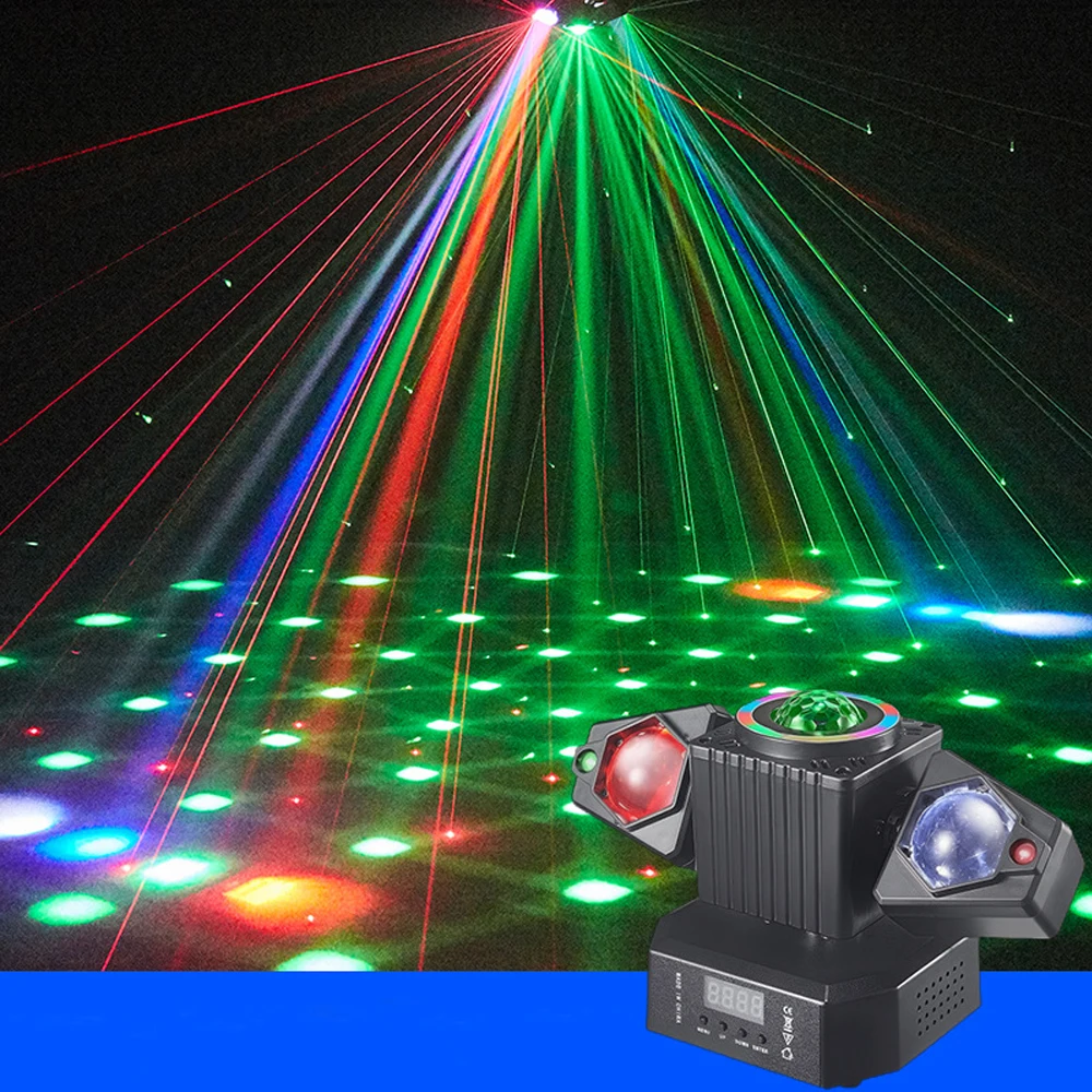 50W LED Beam Moving Head Disco Light RGBW Color Magic Ball Rotation Remote DMX512 for DJ Party Birthday Celebrations Red Green