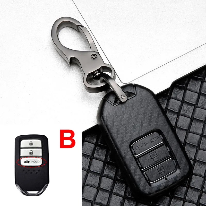 Carbon Car Key Case Cover for Honda Civic CR-V HR-V Accord Jade Jazz City Pilot Crider Odyssey 2015 2016 -2018 2019 Keychain Bag