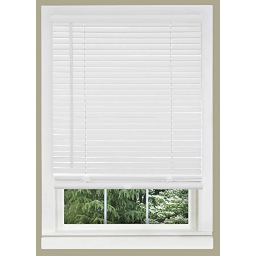 

1" Slats Cordless Window Blinds, 64L x 44W Inch Solid Pattern Light Filtering Vinyl Indoor-Outside Ceiling Mount Mini Blind, Ma