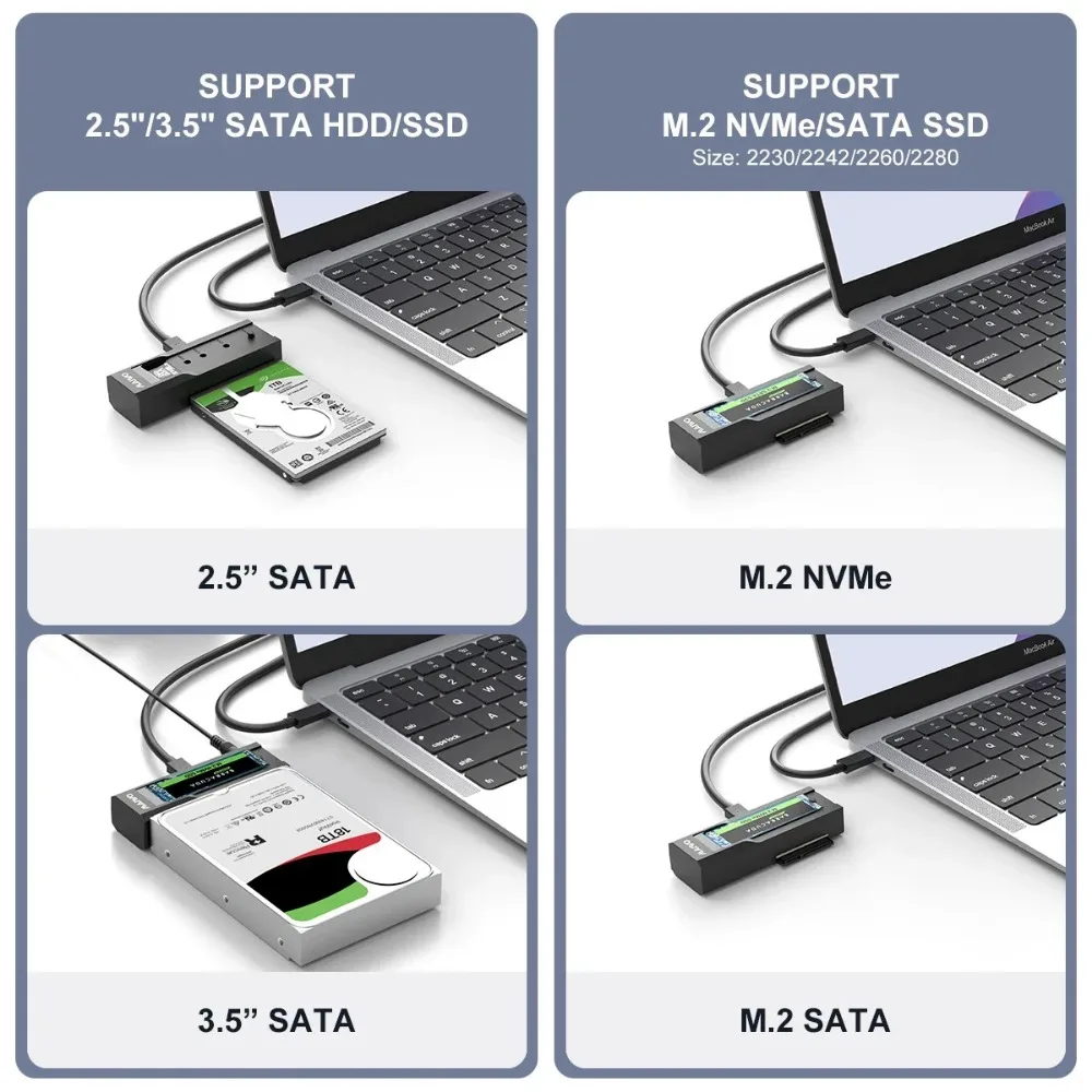 Imagem -05 - Maiwo-gabinete de Protocolo Duplo Nvme Sata Conversor Hdd Sata Docking Station 10gbps Tipo-c Dual-bay Ssd M.2 25 Pol 35 Pol