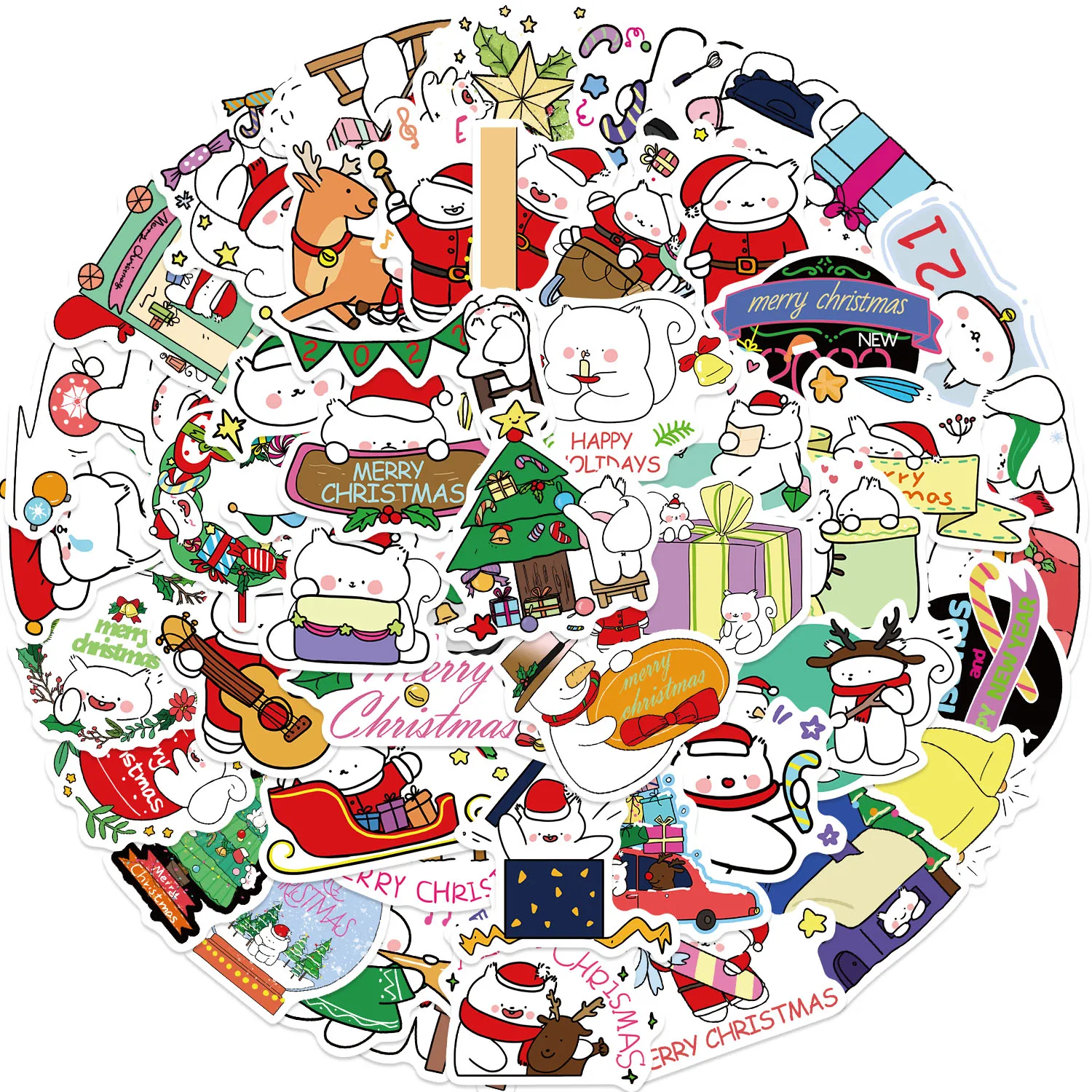 50 Stück Weihnachts-Eichhörnchen-Aufkleber, geeignet für Notebook-Computer, Gepäck, Kühlschrank, Skateboards, Handyhüllen