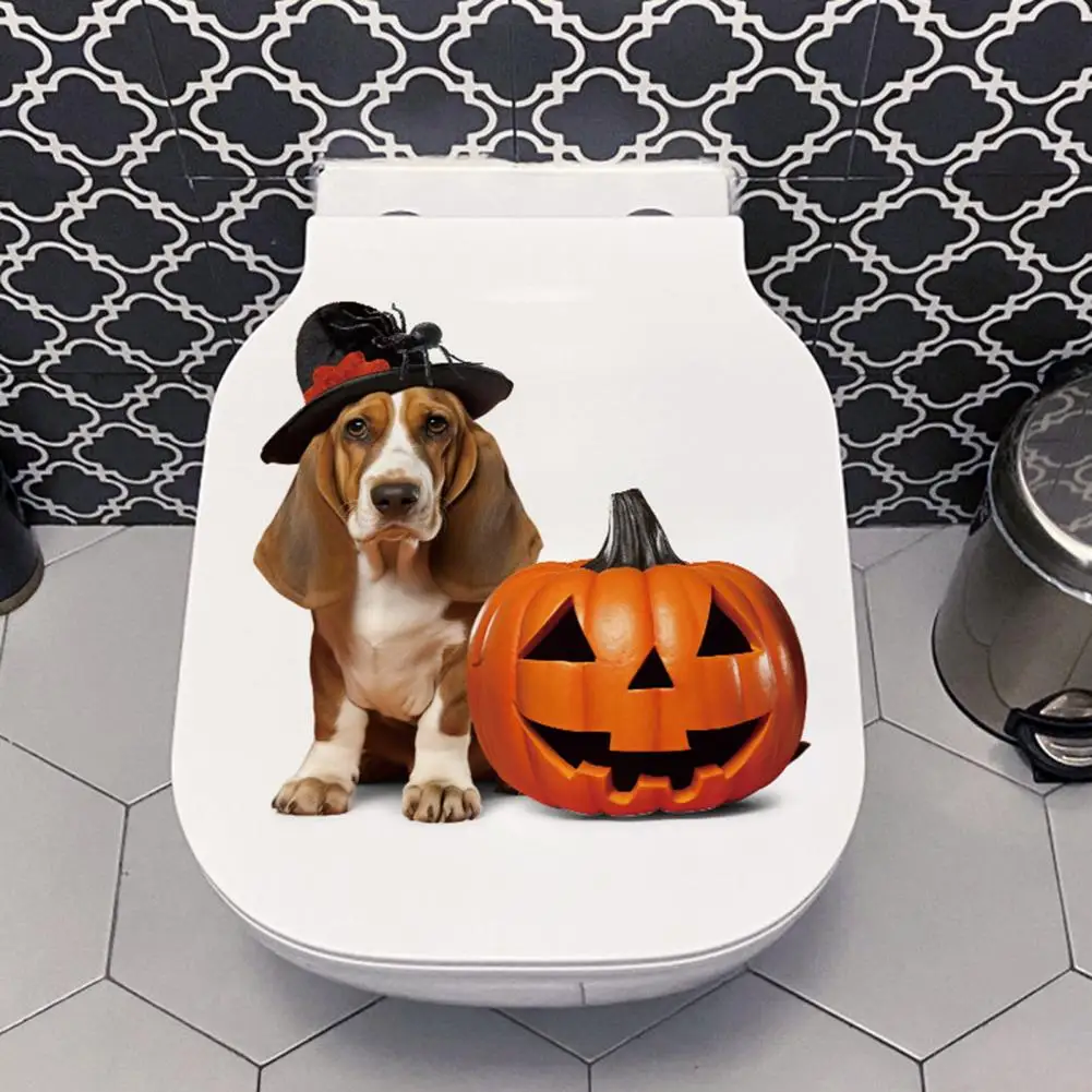 Wall Decal Easy Remove Sticker Spooky Halloween Toilet Decor Self-adhesive Pumpkin Decals for Strong Stickiness Easy Removal