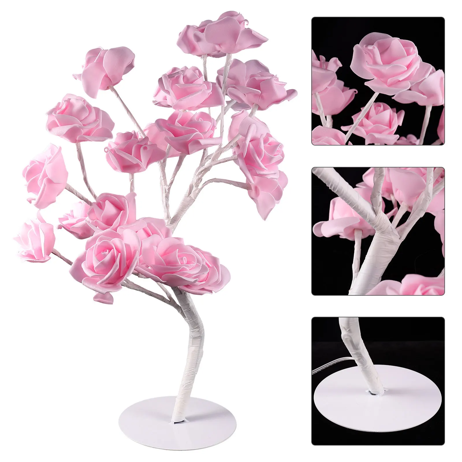 

LED Rose Flower Tree Night Lamp PVC Desktop Decorative Table Light for Bedroom Bedside Romantic Hotel Party