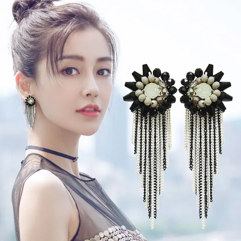 

S925 Handmade Crystal Earrings Delicate Tassel Earring Female Ethnic Jewelry Gift