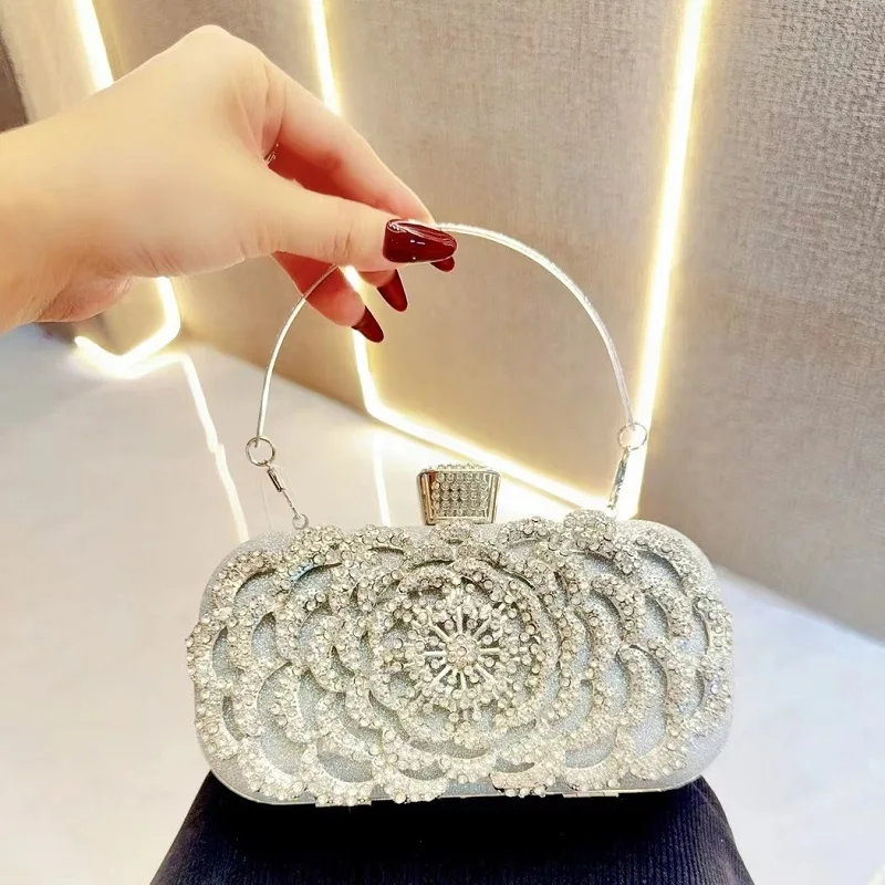 New Women\'s Dinner Clutch Bag Diamond Set Bag Line Up Banquet Bag Women\'s Hand Crossbody Bag