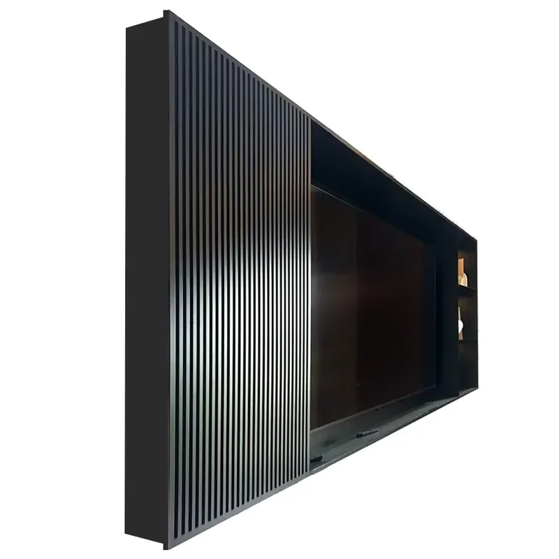 Customized Simple Style Metal Floating TV Wall Mounted Cabinet Living Room Furniture Backlight Extendable for Bedroom