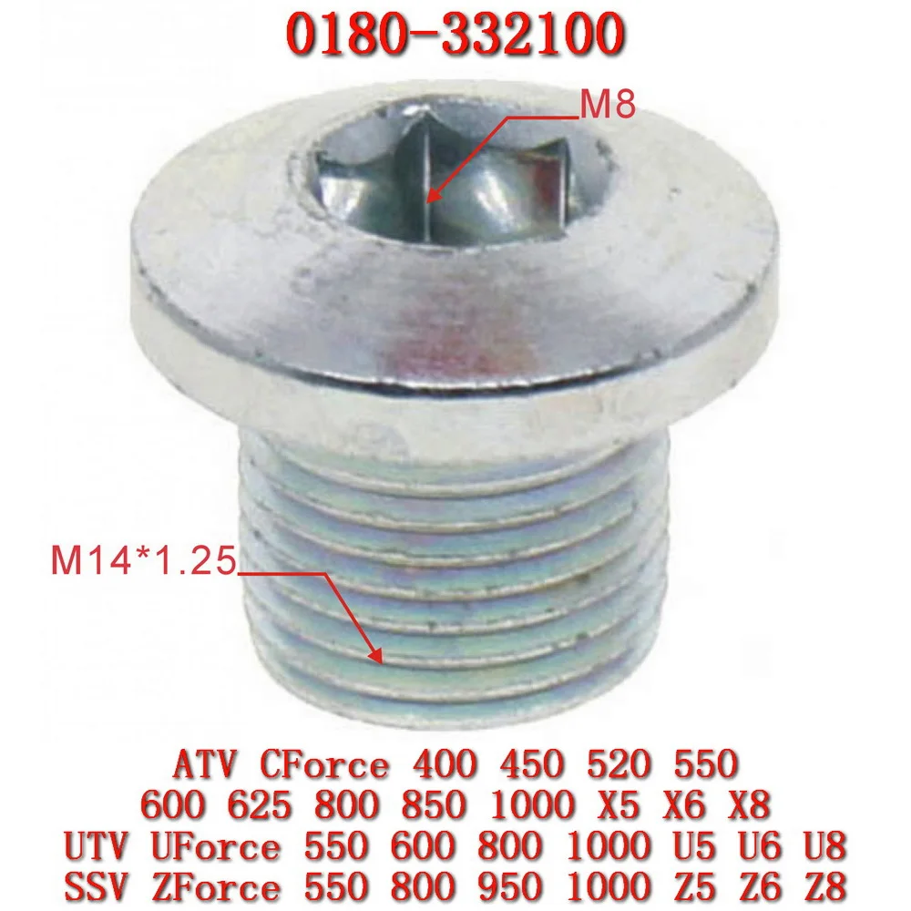 Baut penguras minyak Bolt, 0180 332100 magnetik untuk cf moto SSV CF1000US CF500UTR CF600 CF625 CF800 CF800US CF800UTR