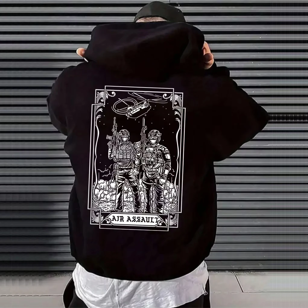 Brothers in Arms Air Assault Graphic Hoodie Men Women Casual Oversized Pullover Hoodies Male Fashion Vintage Hooded