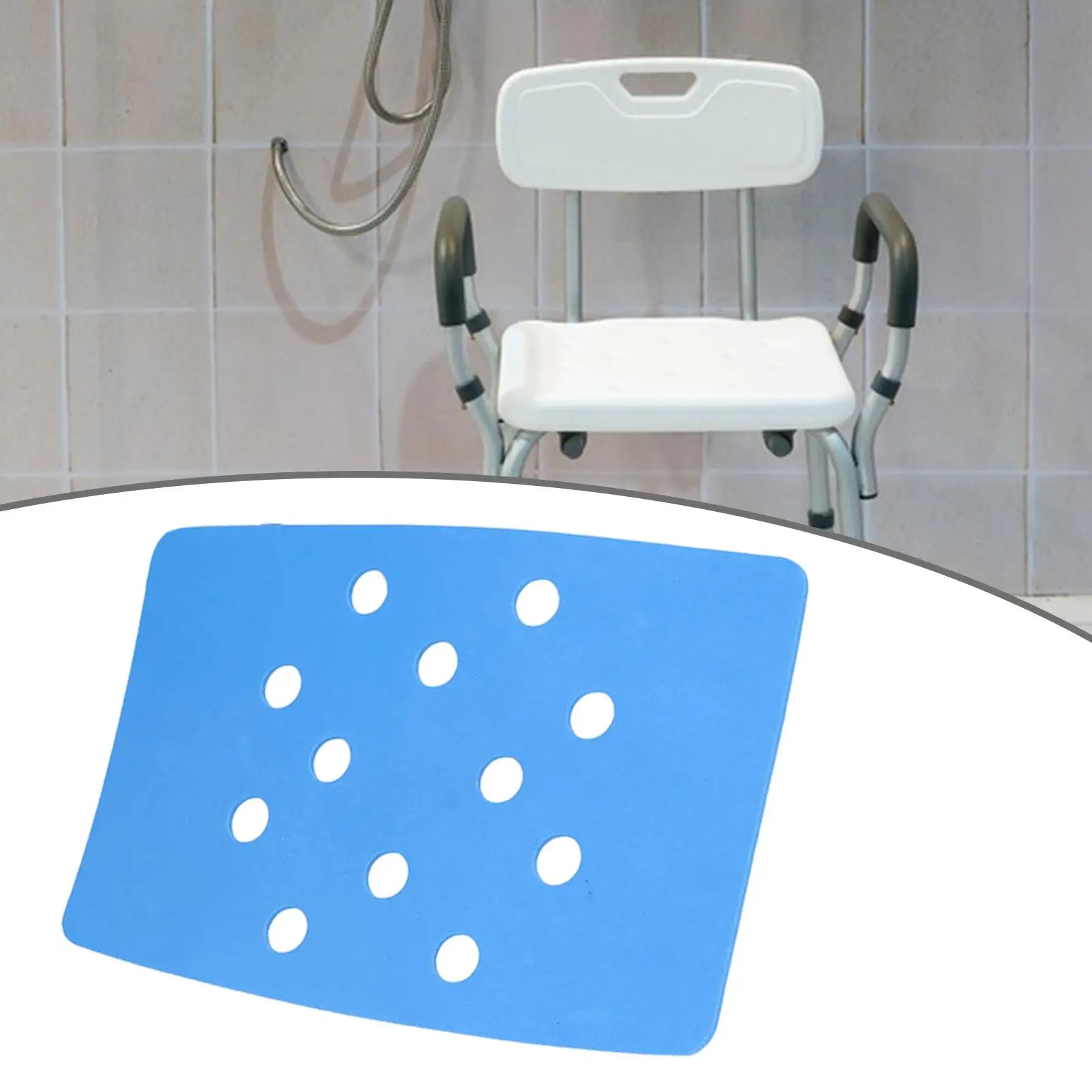 High Density EVA Shower Seat Pad Stickable Backing Non Slip Bath Chair Mat for Elderly Disabled Use