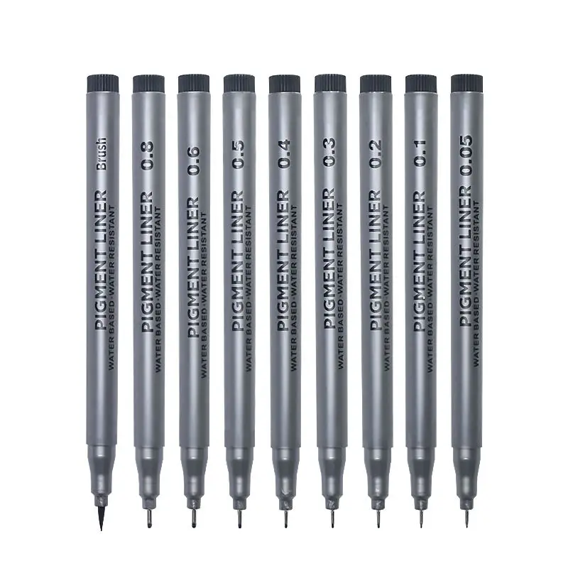 9Size Multiline Pigment Black Needle Tip Sketch Marker Fine Liner Waterproof Micro Line Art Pen For Painting for Stationery