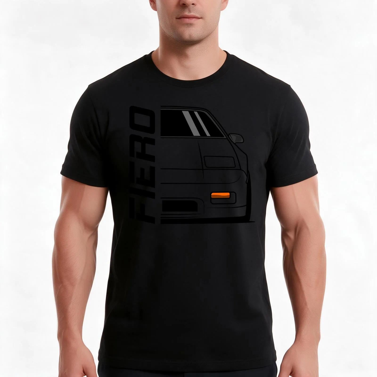 Front Racing Fiero T-Shirt, Summer Casual Cotton Tee, Oversized Streetwear Tops, Vintage Graphic Print, Loose Fit Short Sleeve