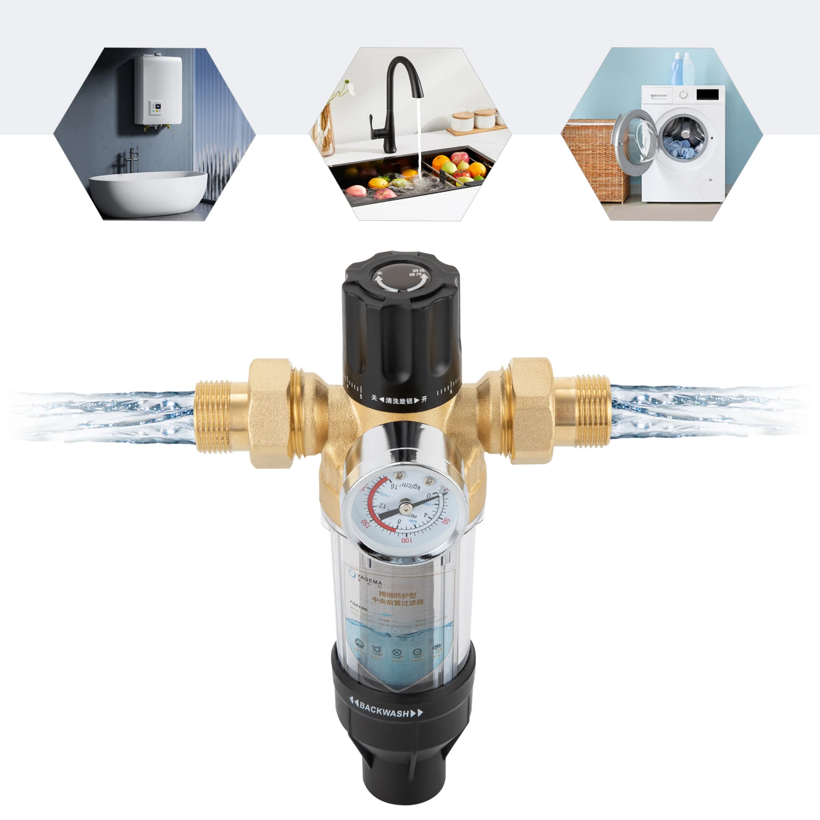 Rohrmontierter Spin-Down-Sedimentfilter, anwendbare Temperatur -30–100 ℃ /-22-212 ℉ Geeignet für Häuser, Restaurants, Hotels, Schulen – Detail 1