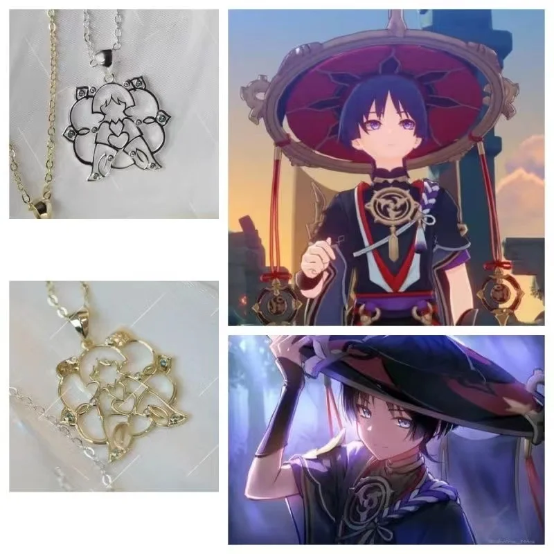 Game Genshin Impact Wanderer Peregrinus Necklace Cosplay Balladeer Scaramouche Kunikuzushi Pendant Necklace Choker Jewelry Gift
