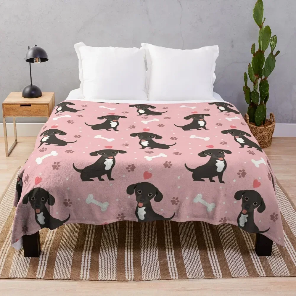 

LOVE Black and White Chiweenie dachshund chihuahua mix Throw Blanket Warm Comfortable Blanket Gift for Parents Friends