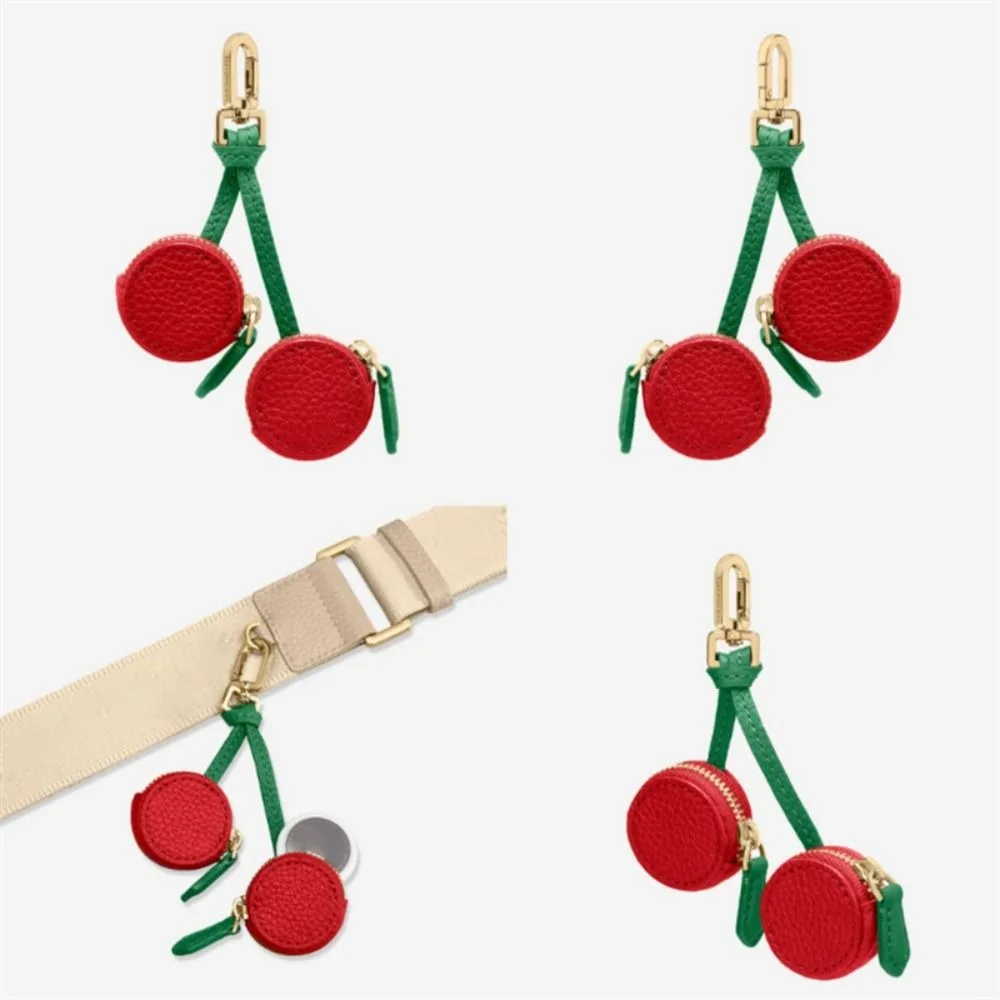 

Portable Cherry Fruit Shape Coin Purse Cute Zipper Fruit Keychain Korean Style Wallet Earphone Bag Mini Storage Bag