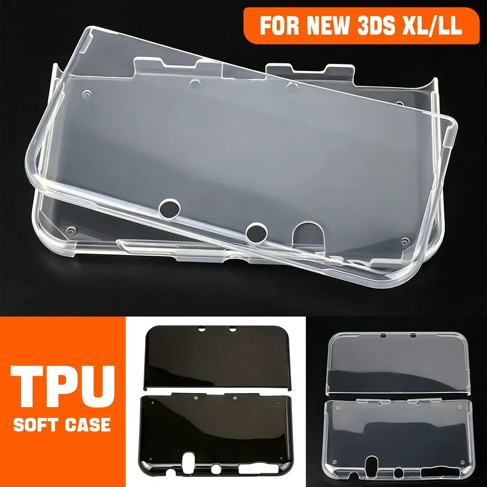 Transparent Black/Clear TPU Silicone Case For NEW 3DS XL LL/NEW 3DS XL Soft Clear Protective Case Gaming Console Accessories