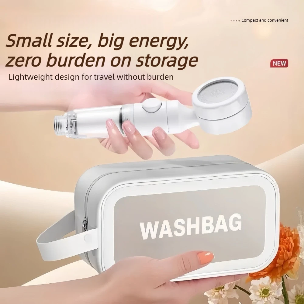 

Portable Handheld Showerhead Pressurized Water Filter Nozzle Antibacterial Bathroom Shower Sprayer for Travel Hotel Dorm Use
