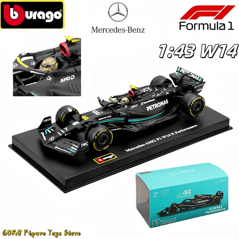 Bburago 1/43 F1 2023 Mercedes-AMG W14 E Performance #63 George Russell #44 Lewis Hamilton Formula 1 Miniature Diecast Car Models