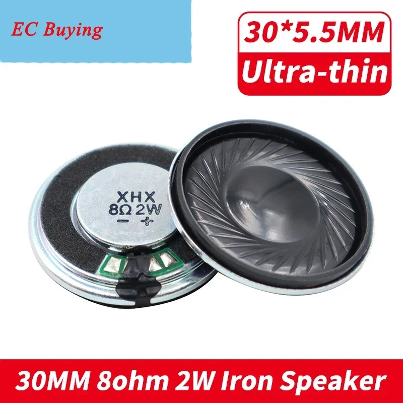 2개/묶음 30MM 8옴 2W 철제 케이스 내장 자석 스피커 초슬림 30*5.5MM 직경 30MM 8옴 2W 라우드 스피커