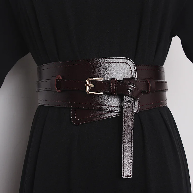 Women's luxury genuine leather wide belt, fashion show fashion belts women dress corset belts decoration women wide belts