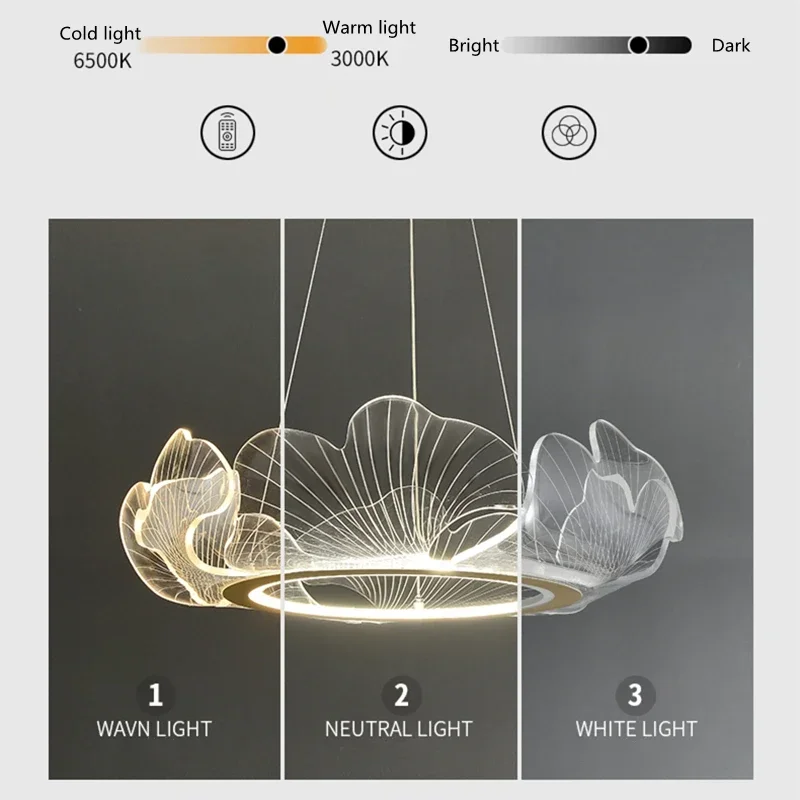 Imagem -05 - Moderno Acrílico Led Luzes Pingente Sala de Estar Sala de Jantar Mesas de Comida Mesas de Café Lâmpada do Quarto Luminária Pendurada Decoração de Casa