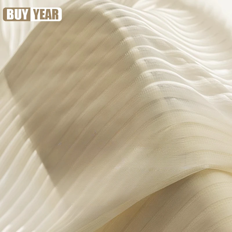 Cream Gauze Curtains for Living Dining Room Bedroom Opaque Light Dream Curtain Yarn Balcony Sunscreen Bay Window Custom Size