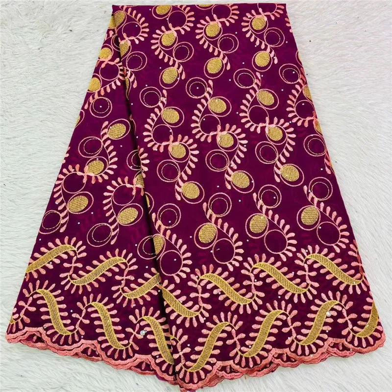 5 yard Swiss lace fabric heavy beaded embroidery African 100% cotton fabrics Swiss voile lace popular Dubai style 29L272403