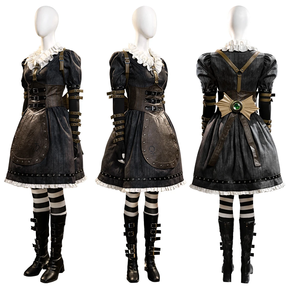 Disfraz de Alice Liddell, traje de juego de Alicia Madness Returns, vestido de vapor, vestido victoriano, trajes de fiesta de Halloween, Nueva Versión