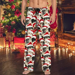 Christmas Mens Pants Cat Joggers Navidad Funny Pajama new year Trousers Pants Ugly Drawstring Xmas Gift  Loose Casual Pantalones