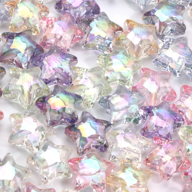 10pcs 19mm Mix Five-Pointed Star Beads Transparent AB Acrylic Spacer Beads For Jewelry Making Diy Bracelet Necklace Accessories