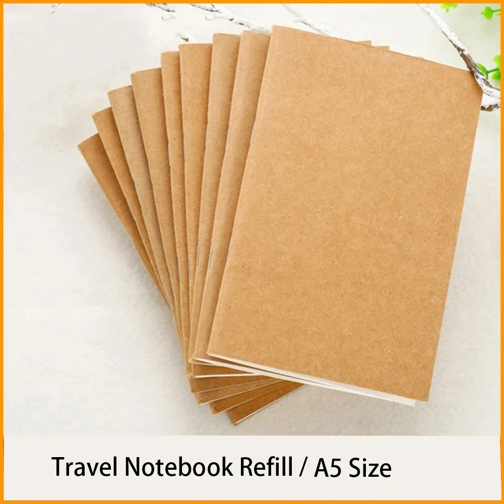 4 Pcs / Handmade Genuine Leather Notebook Refill A5 Size Inserts Replace Inner Core Sketchbook Planners Travel Diary Journals