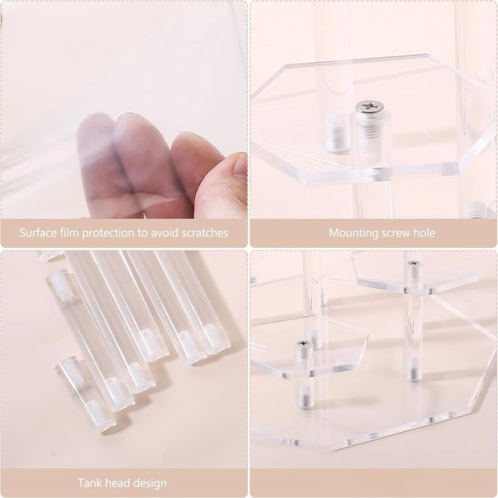 7 Tier Acrylic Clear Display Stands Jewelry Organizer Display Risers for Perfume Watches Rings Cupcake Figure Storage Holder