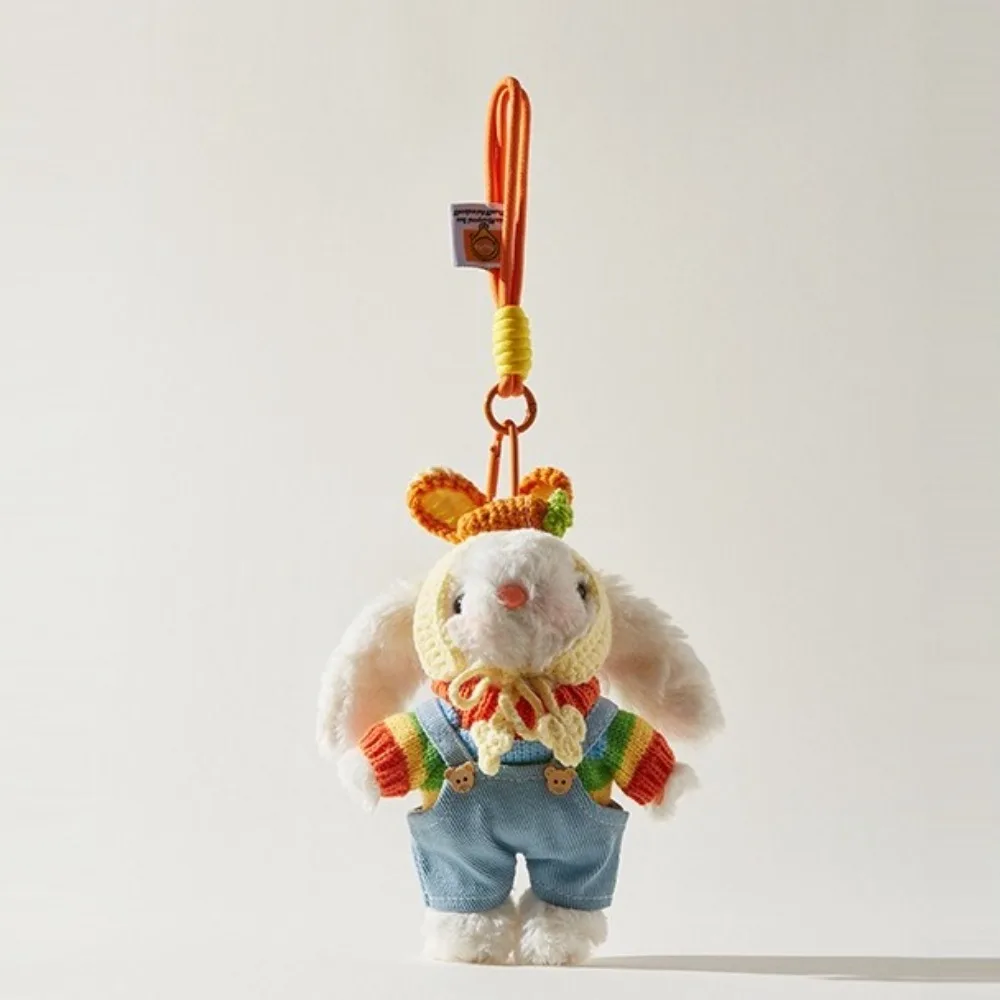 Vestido de princesa dos desenhos animados boneca coelho de pelúcia pingente coelho 18cm chaveiro orelha lop coelho saco charme presente