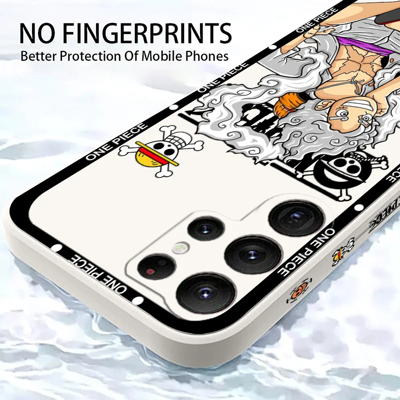One Piece Luffy Cartoon Liquid Left Rope For Samsung Galaxy S24 S23 S22 S21 S20 FE S10 Ultra Plus Lite 5G Cover Phone Case image 5