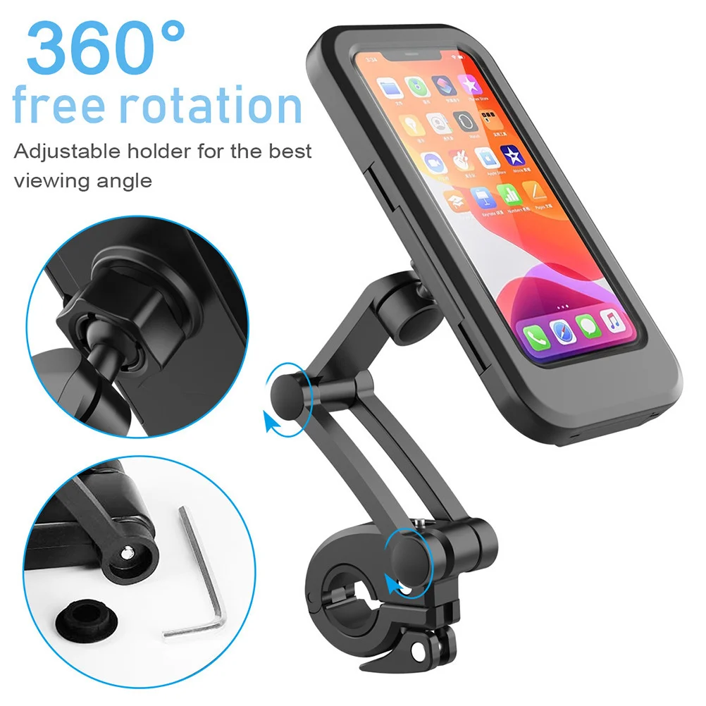 

Waterproof Case Phone Holder Bike Mobile St 360 Degree Rotation Black Color Motorcycle NavigationBracket Cell St