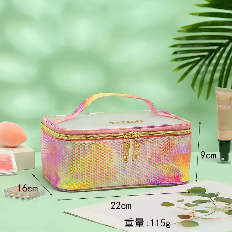 Borsa per il trucco colorata borsa per cosmetici Laser portatile borsa da toilette da viaggio borsa per Organizer impermeabile per donna