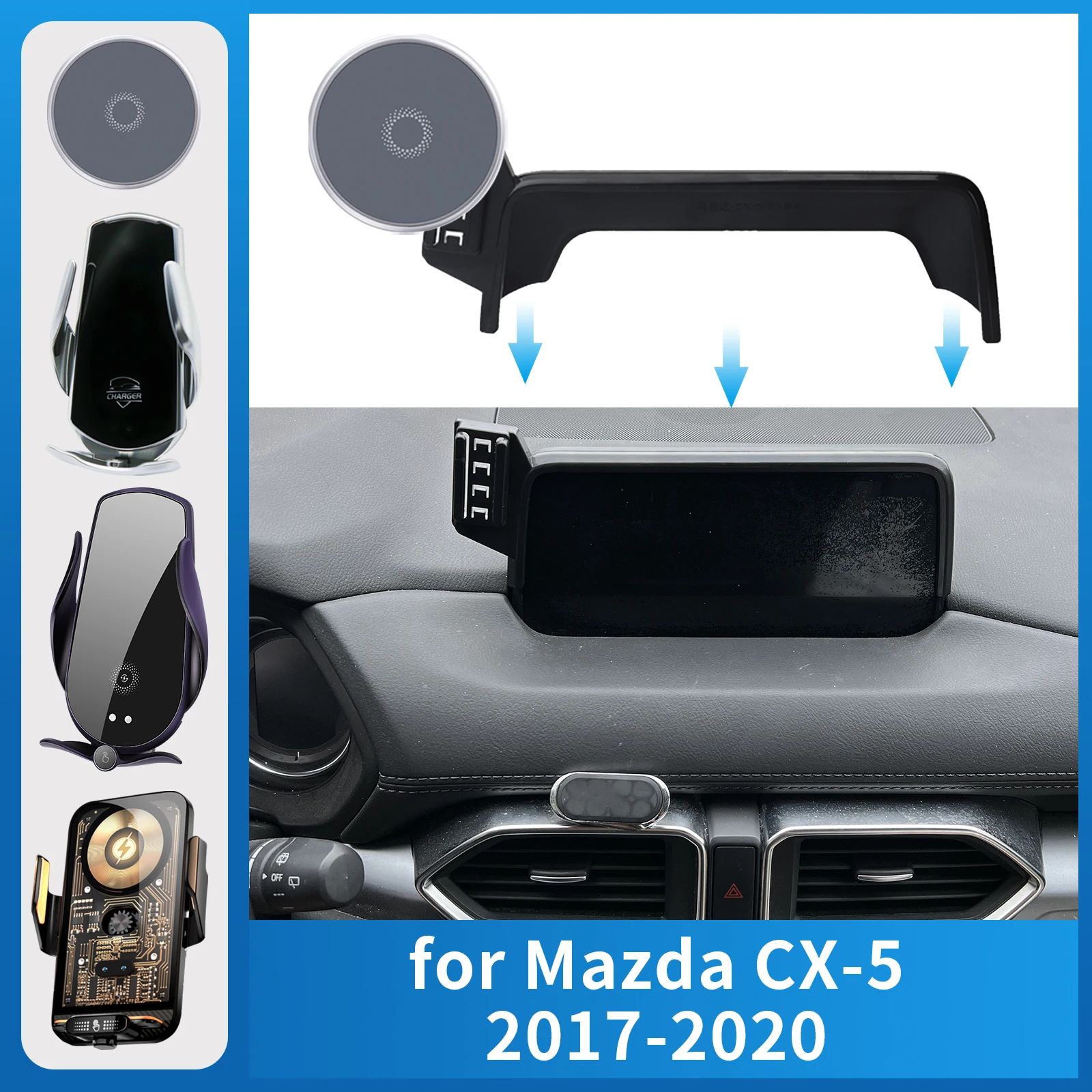 

for Mazda CX-5 2017-2020 CX5 KFCar Phone Holder Screen Fixed Navigation Bracket Base Wireless Charging