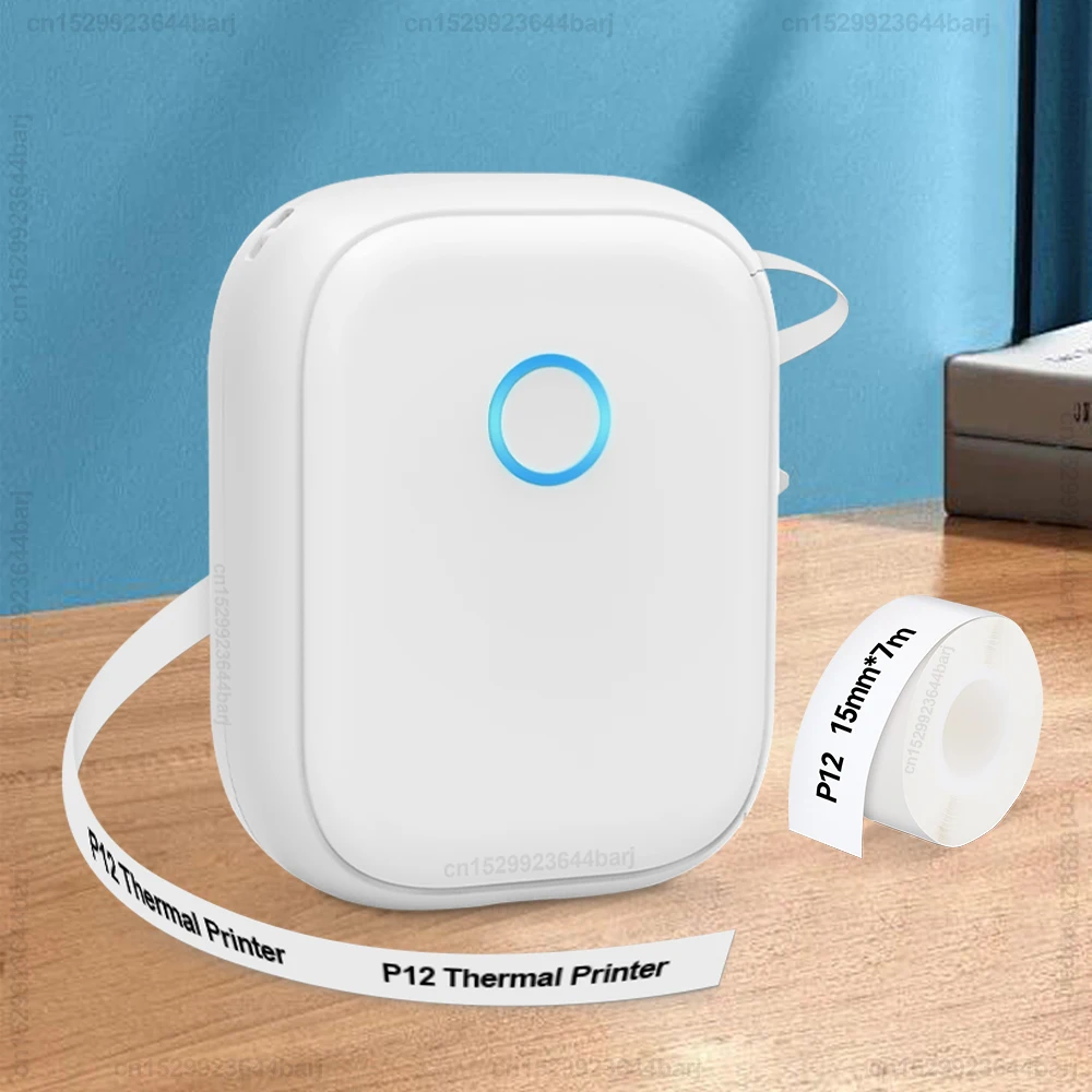 P12 Thermal Label Printer Portable Wireless Bluetooth Label Maker with Cutter DIY P12 Continuous Paper Adhesive Sticker Printer