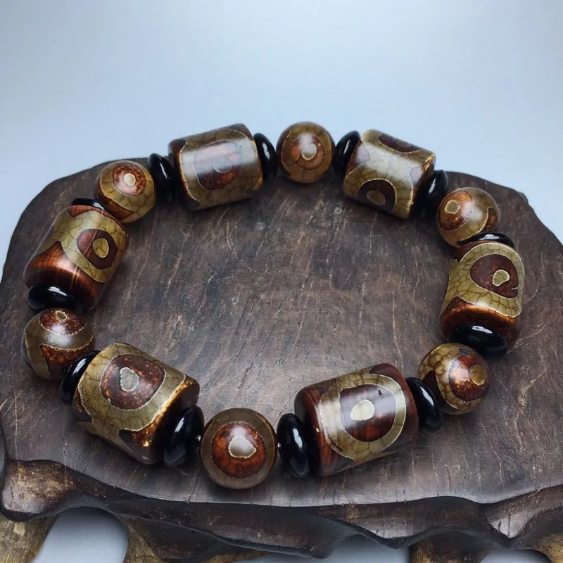 New Dzi Three-eyed Dzi Bracelet Transfer Bead Agate Stone Men's and Women's Jewelry Bracelets