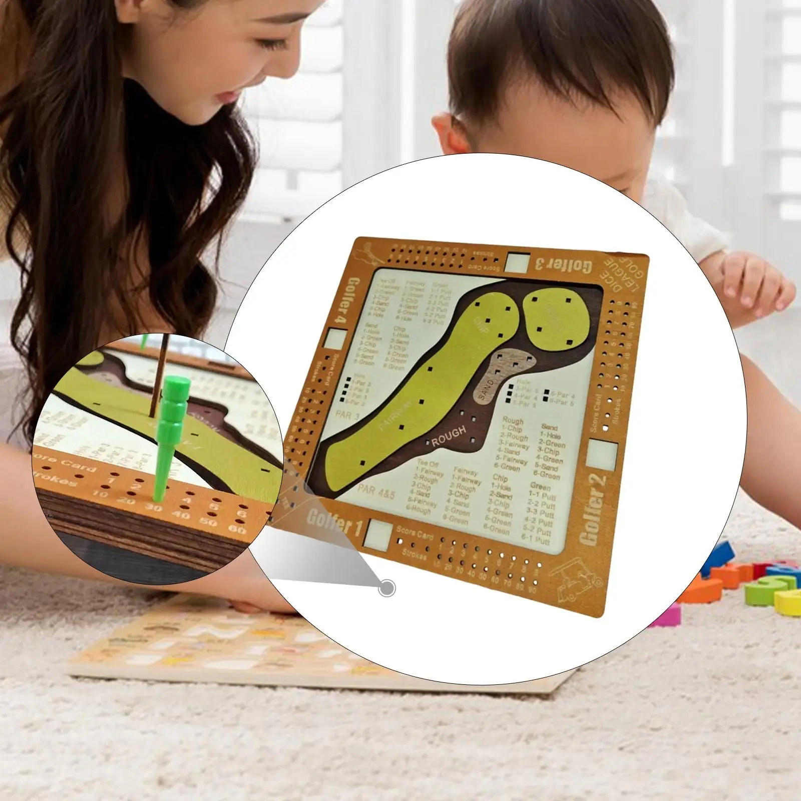 

Wooden Golf Dice Board Game Compact Fun Family Board Game for Parties Educational Games for Children Age 4