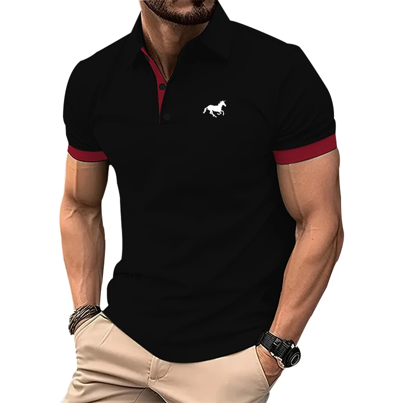 2024 New Summer Men Short Sleeve Sport Lapel Polo Shirt .