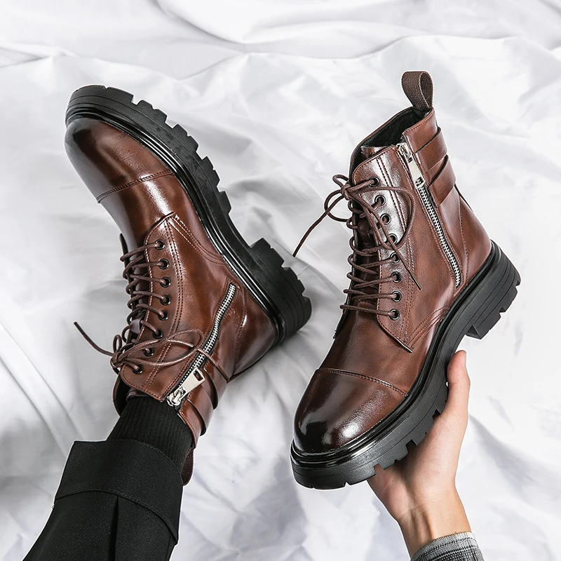 

Men's Leather Waterproof Lace Up Chukka Ankle Boots Oxford Dress Boots Casual Business Work Daily Shoes For Men