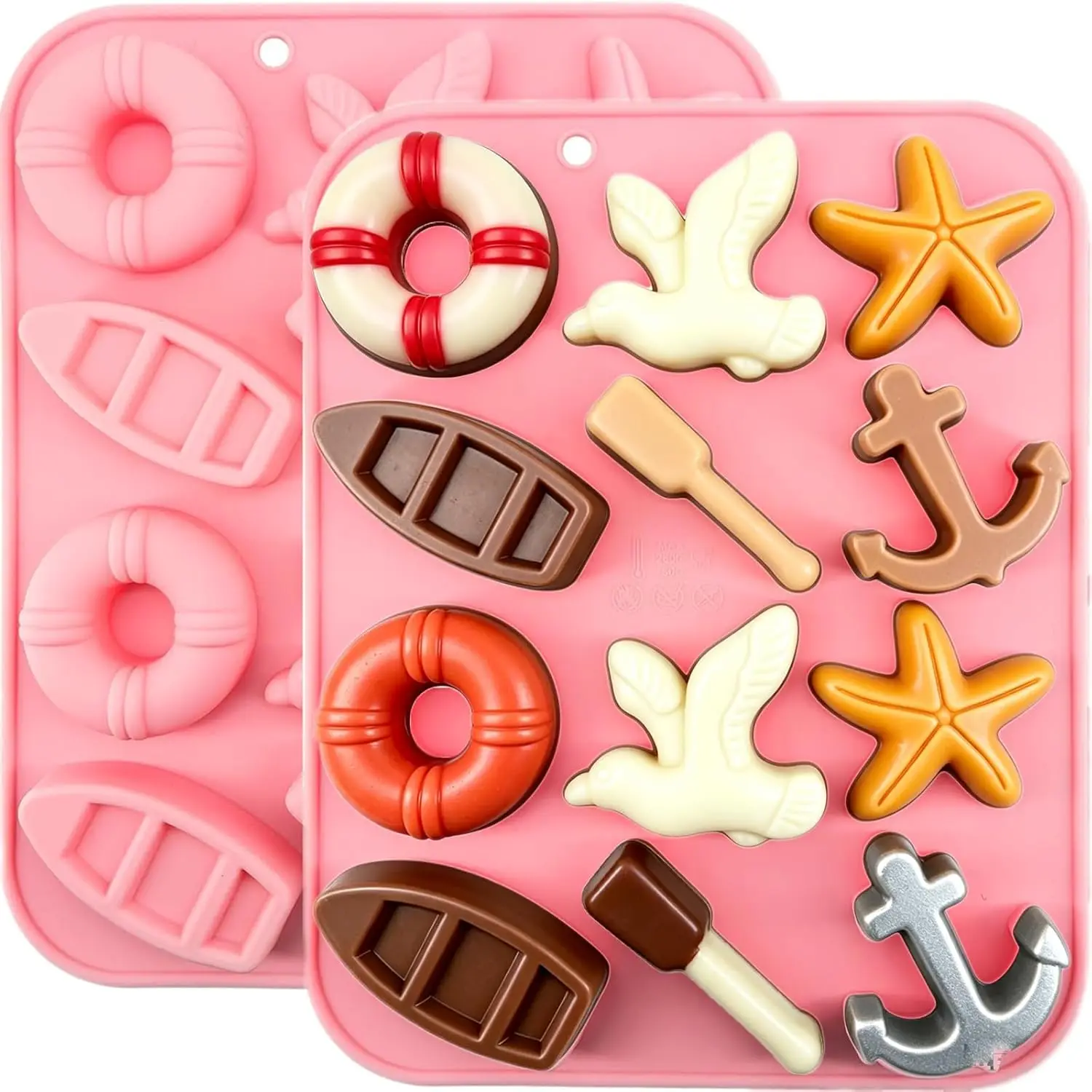 

Summer Silicone Molds Nautical Beach Theme Chocolate Molds Seashell Starfish Anchor Boat Shape Candy Chocolate Mold Baking Tools