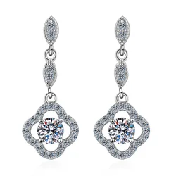 LESF  S925 Sterling Silver 0.6 Carat D Color Moissanite Drop Earrings Engagement Jewelry