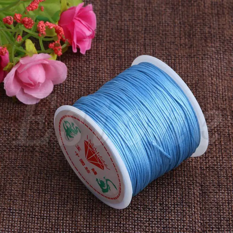 A9BD 0.8mm Nylon Cord Thread Chinese Knot Macrame Rattail Bracelet Braided String 45M