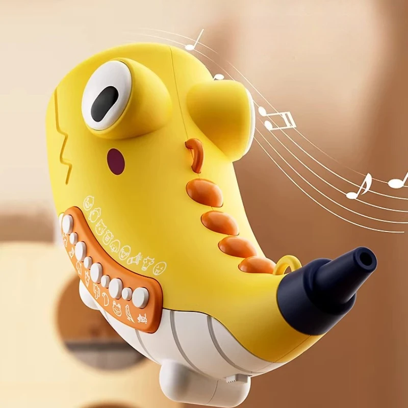 Brinquedo de Dinossauro com Chifres para Crianças, 30 Efeitos Sonoros Engraçados, Instrumento Musical Eletrônico, Educação Infantil, Treinamento de Respiração, Presente