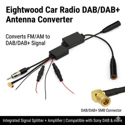 Eightwood Conversion DAB/DAB+ to FM/AM Car Radio Antenna Aerial Converter Signal Splitter Amplified for Sony DAB